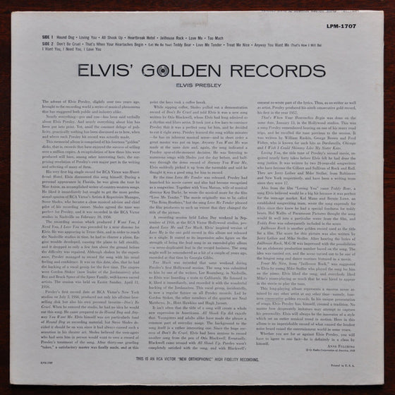 <transcy>Elvis Presley - Elvis' Golden Records (Speaker Corners, vinyle noir, Mono)</transcy>