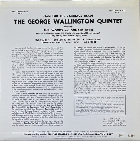 George Wallington Quintet - Jazz For The Carriage Trade  (Mono, 200g)
