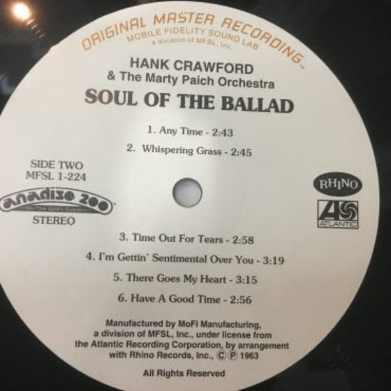 <transcy>Hank Crawford and The Marty Paich Orchestra – Soul Of The Ballad (ANADISQ 200™, Half-speed Mastering, 200g)</transcy>