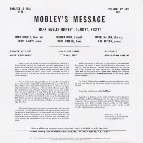 Hank Mobley - Mobley's Message (Mono)