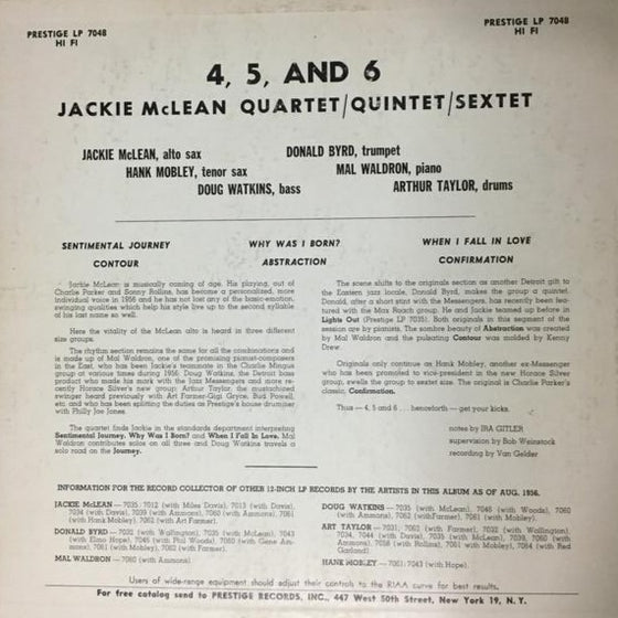 Jackie McLean  - 4, 5, and 6 (Mono)