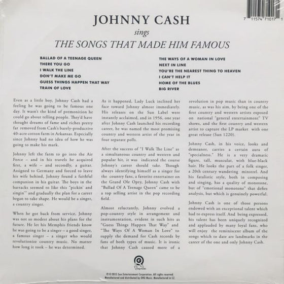 Johnny Cash - Sings The Songs That Made Him Famous (150g)