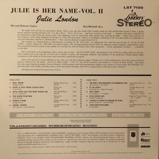 Julie London - Julie Is Her Name Volume II (200g)