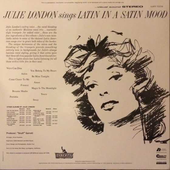 Julie London ‎– Latin In A Satin Mood (1LP, 33 RPM, 200g)