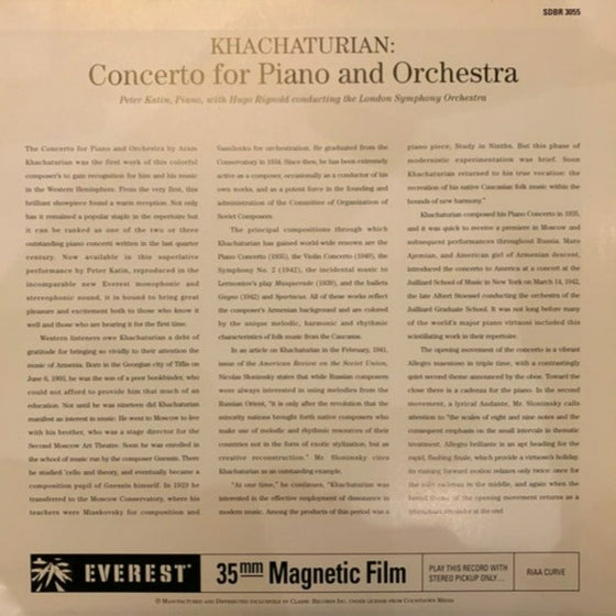 <transcy>Khachaturian - Concerto for Piano and Orchestra - Peter Katin & Hugo Rignold (2LP, 45 tours, 200g)</transcy>