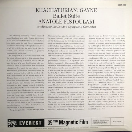 Khachaturian - Gayne Ballet Suite - Anatole Fistoulari (2LP, 3 sides, 45RPM, 200g)