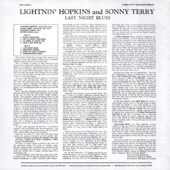 <tc>Lightnin' Hopkins and Sonny Terry - Last Night Blues</tc>