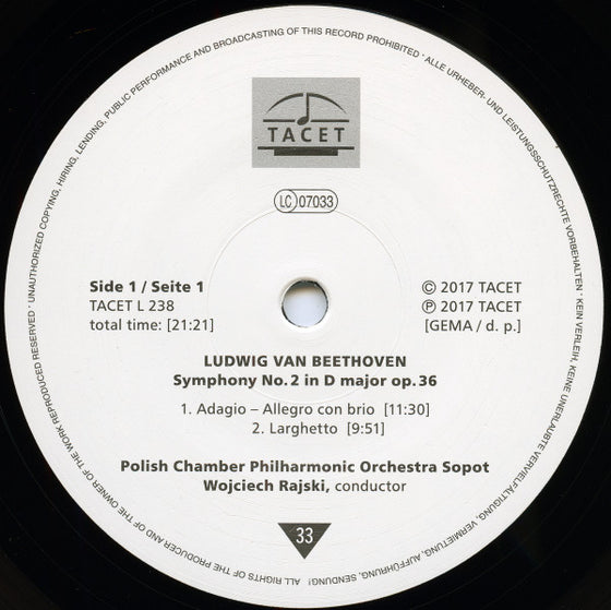 Ludwig van Beethoven - Symphonies Nos. 1, 2 & 8 - Wojciech Rajski & The Polish Chamber Philharmonic Orchestra (2LP, Half-speed Mastered)