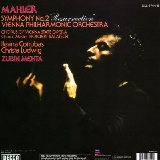 Mahler - Symphony No. 2 In C Minor "Resurrection" - Zubin Mehta , Ileana Cotrubas, Christa Ludwig (2LP)