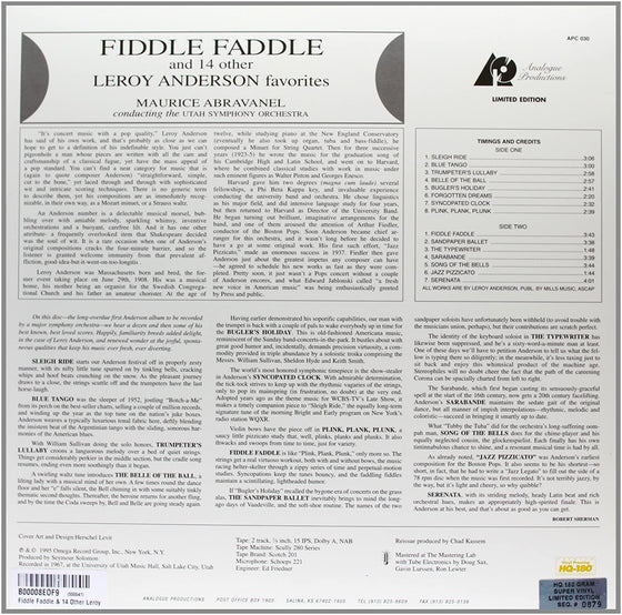 Maurice Abravanel - Fiddle Faddle and 14 Other Leroy Anderson Favorites