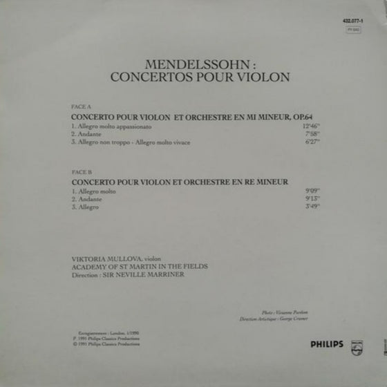 Mendelssohn - Violin Concertos - Viktoria Mullova & Neville Mariner