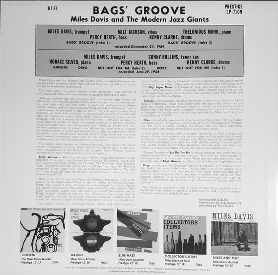 Miles Davis - Bags Groove (Mono, 200g)