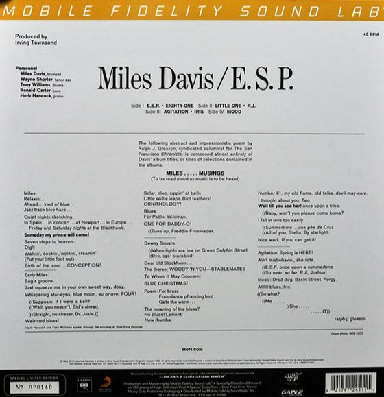 <transcy>Miles Davis - E.S.P. (2LP, Ultra Analog, Half-speed Mastering, 45 tours)</transcy>
