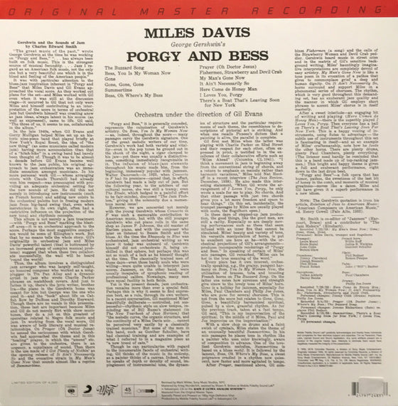 <transcy>Miles Davis - Porgy and Bess (2LP, Ultra Analog, Half-speed Mastering, 45 tours)</transcy>