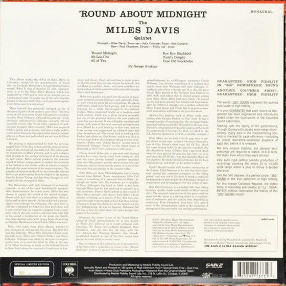 <tc>Miles Davis Quintet - Round About Midnight (Mono, Ultra Analog)</tc>