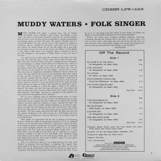 <transcy>Muddy Waters - Folk Singer (2LP, 45 tours)</transcy>