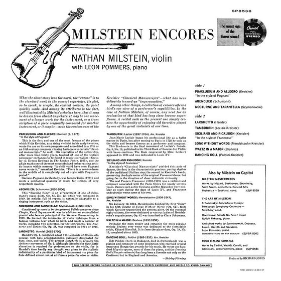 Nathan Milstein – Encores - Schumann, Handel, Kreisler, Szymanowski, … (Mono)