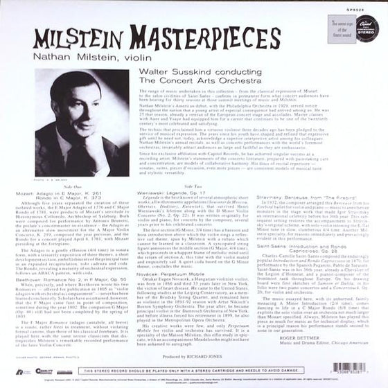 Nathan Milstein & Walter Susskind - Masterpieces For Violin And Orchestra - Mozart, Beethoven, Wieniawski, Novacek, Stravinsky, Saint-Saens