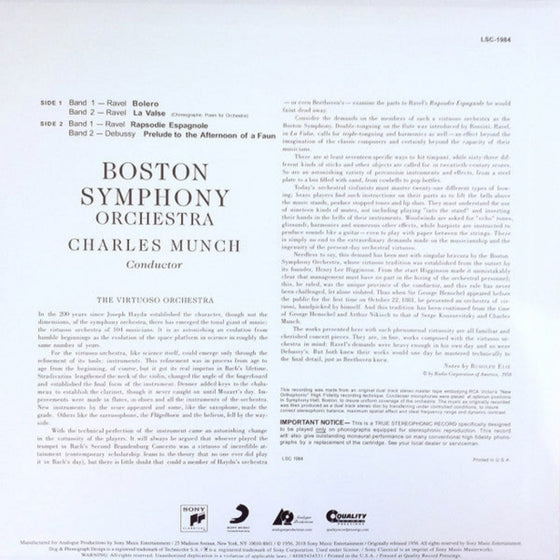 Ravel & Debussy - Bolero - Charles Munch & The Boston Symphony Orchestra (Limited numbered edition - Number 140)