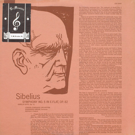 <transcy>Sibelius - Symphonie N°5 & Karelia Suite - Alexander Gibson (200g)</transcy>