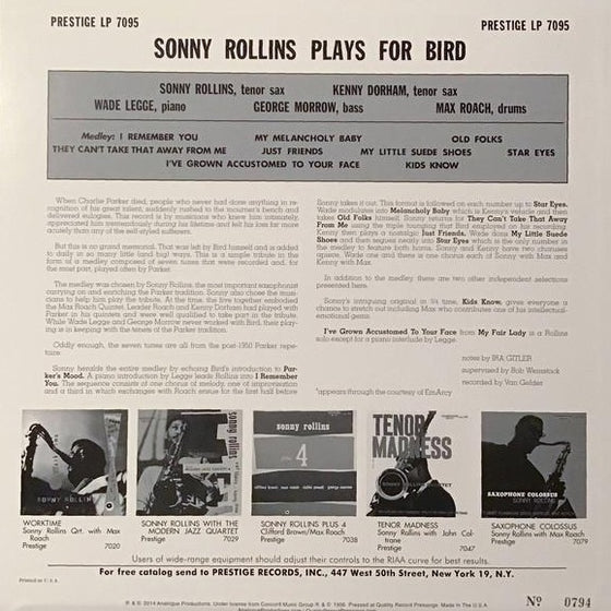 Sonny Rollins - Rollins Plays For Bird (Mono)