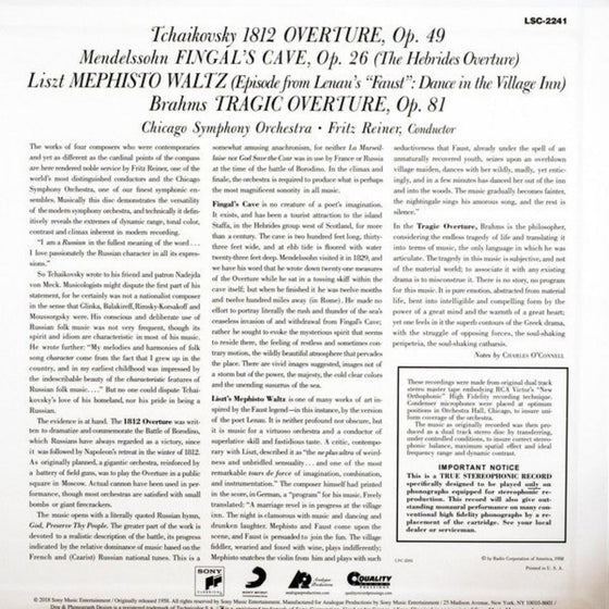 <tc>Tchaikovsky, Mendelssohn, Lizt, Brahms - Overture - Fritz Reiner (Edition limitée numérotée - Numéro 140)</tc>