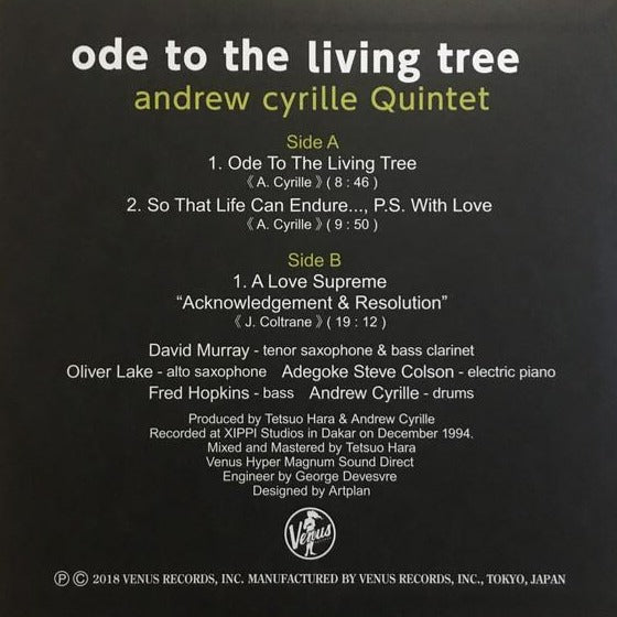 <transcy>The Andrew Cyrille Quintet - Ode To The Living Tree (Edition japonaise)</transcy>