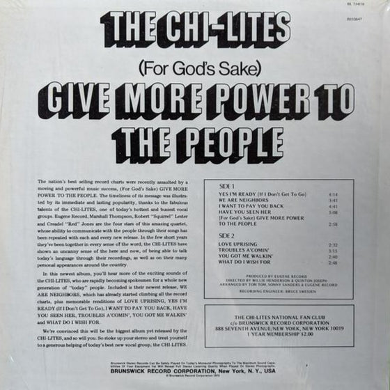 The Chilites - (For God’s Sake) Give More Power To The People