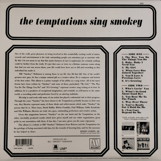 <tc>The Temptations - The Temptations Sing Smokey</tc>