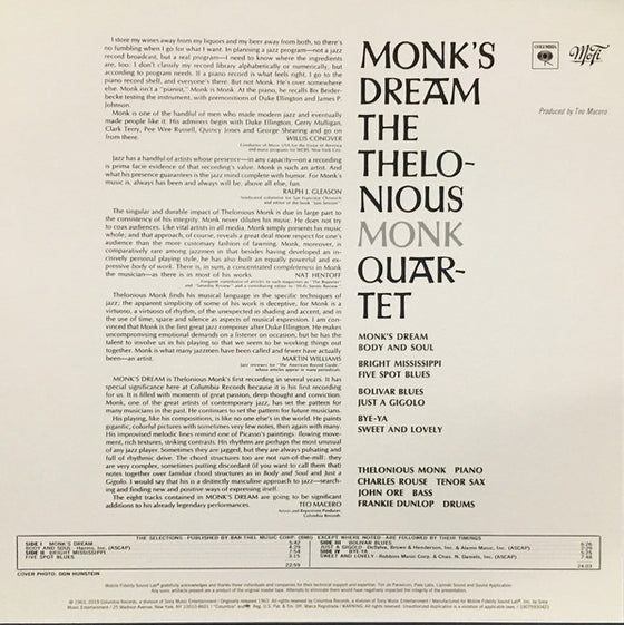 <transcy>The Thelonious Monk Quartet - Monk’s Dream (2LP, 45 tours, Coffret, 1STEP, SuperVinyl)</transcy>
