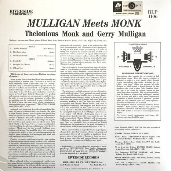 <tc>Thelonious Monk And Gerry Mulligan – Mulligan Meets Monk (2LP, 45 tours)</tc>
