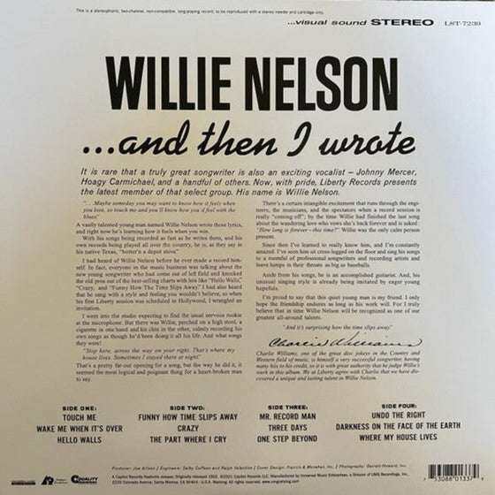 <transcy>Willie Nelson - And Then I Wrote (2LP, 45 tours)</transcy>