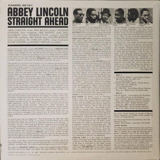 Abbey Lincoln - Straight Ahead (Candid) - AudioSoundMusic