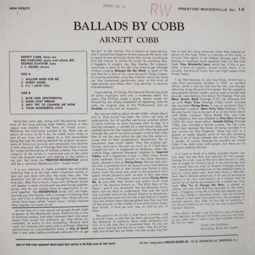 Arnett Cobb - Ballads By Cobb (200g) - AudioSoundMusic