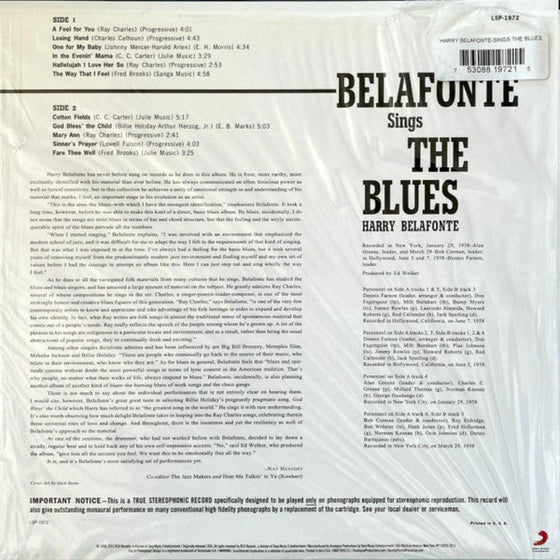 Belafonte Sings The Blues - AudioSoundMusic