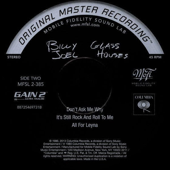 Billy Joel – Glass Houses (2LP, 45RPM, Ultra Analog, Half-speed Mastering) - AudioSoundMusic
