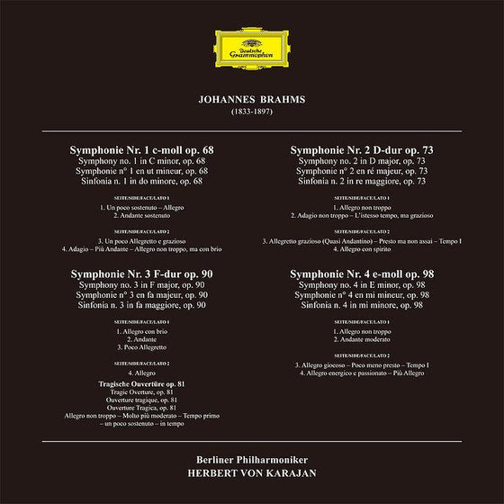 Brahms - The Complete Symphonies - Herbert von Karajan & The Berliner Philharmoniker (4LP, Box set) - AudioSoundMusic