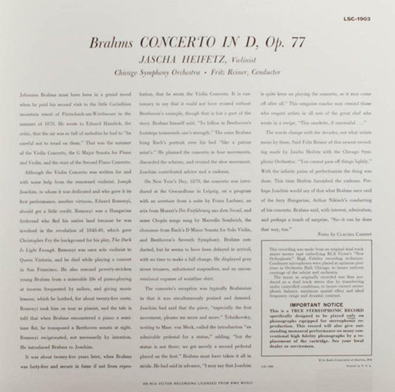Brahms - Violin Concerto - Jascha Heifetz & Fritz Reiner - AudioSoundMusic
