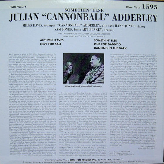 Cannonball Adderley - Somethin' Else (Mono, 200g SuperVinyl) - AudioSoundMusic