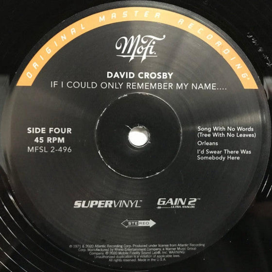 David Crosby - If I Could Only Remember My Name (2LP, 45RPM, Ultra Analog, Half-speed Mastering, SuperVinyl) - AudioSoundMusic