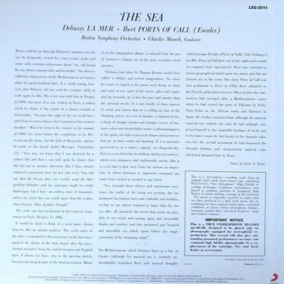 Debussy - The Sea & Ibert - Port Of Call – Charles Munch (1LP, 33RPM) - AudioSoundMusic