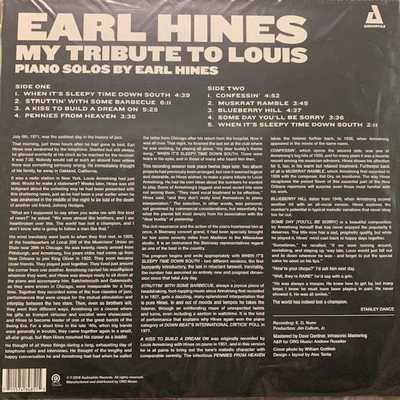 Earl Hines - My Tribute To Louis: Piano Solos - AudioSoundMusic