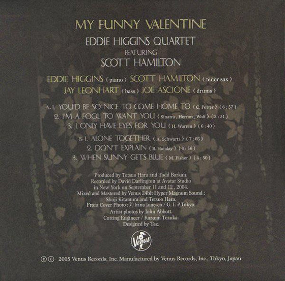 Eddie Higgins Quartet - My Funny Valentine Volume 1 (Japanese edition) - AudioSoundMusic