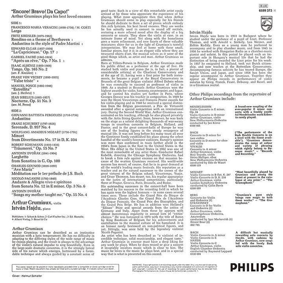 Encore! Bravo! Da capo! Arthur Grumiaux plays his best-loved encores vol.2 - Schubert, Mozart, Schumann, Dvořák, Gounod, Paganini, Fauré, Albéniz, Sibelius, … - AudioSoundMusic