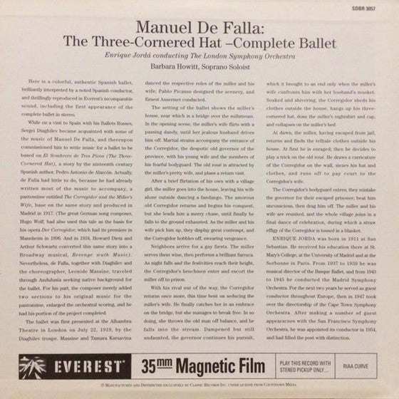 Falla - The Three Cornered Hat - Barbara Hewitt & Enrique Jorda (2LP, 3 sides, 45RPM, 200g) - AudioSoundMusic
