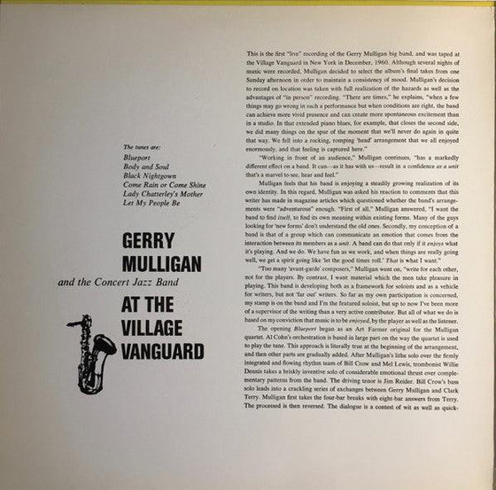 Gerry Mulligan And The Concert Jazz Band At The Village Vanguard (Half-speed Mastering) - AudioSoundMusic