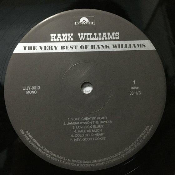 Hank Williams – The Very Best Of Hank Williams (Mono, 200g, Japanese edition) - AudioSoundMusic