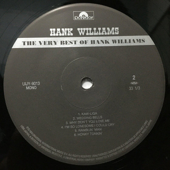 Hank Williams – The Very Best Of Hank Williams (Mono, 200g, Japanese edition) - AudioSoundMusic
