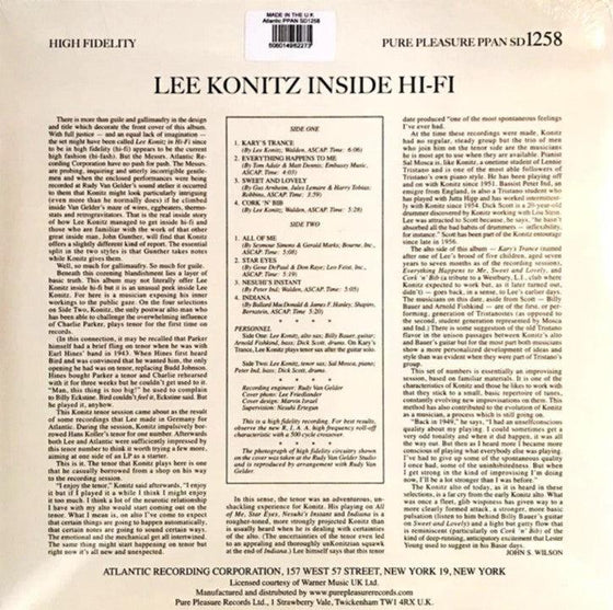 Lee Konitz - Inside Hi-Fi (Mono) - AudioSoundMusic