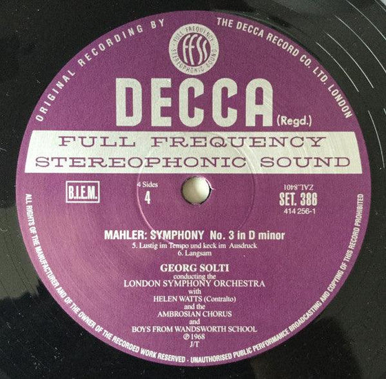 Mahler - Symphony N° 3 - Helen Watts, Georg Solti & The London Symphony Orchestra (2LP) - AudioSoundMusic